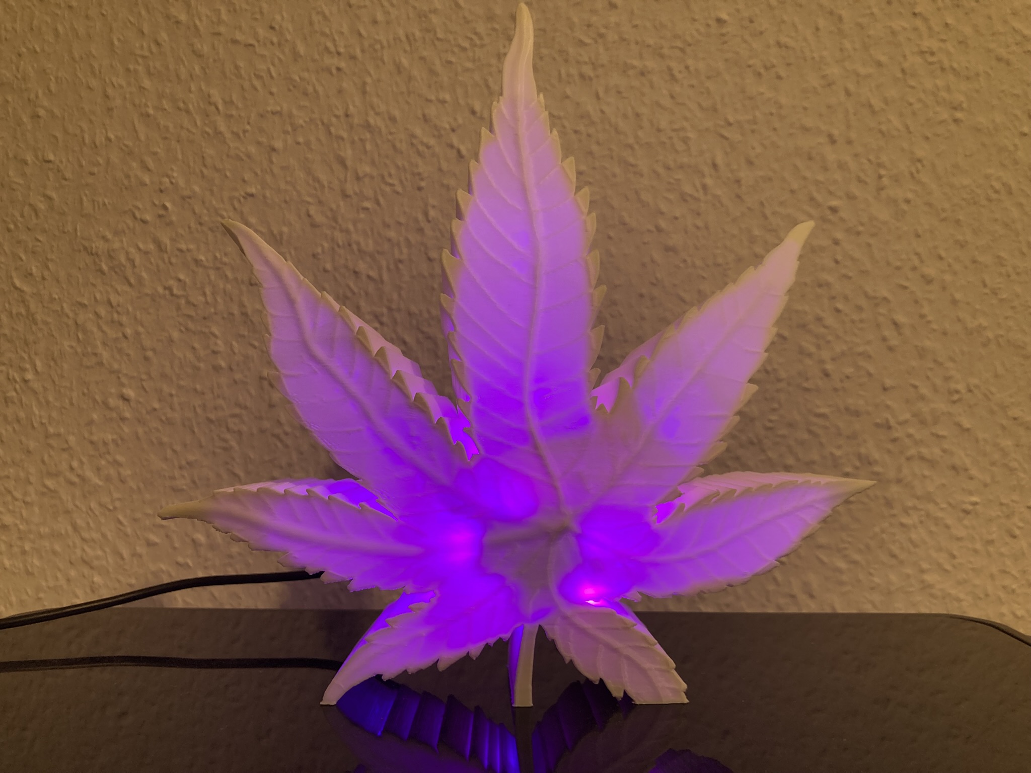 LED Hanfblatt Lampe 🌿 – USB-C Designleuchte mit RGB Effekten und Mikrocontroller